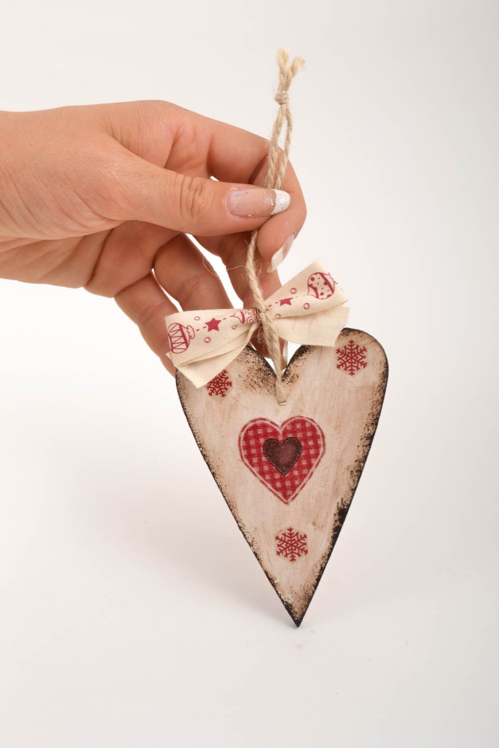 Handmade cute heart beautiful Christmas figurine unusual designer home decor photo 5