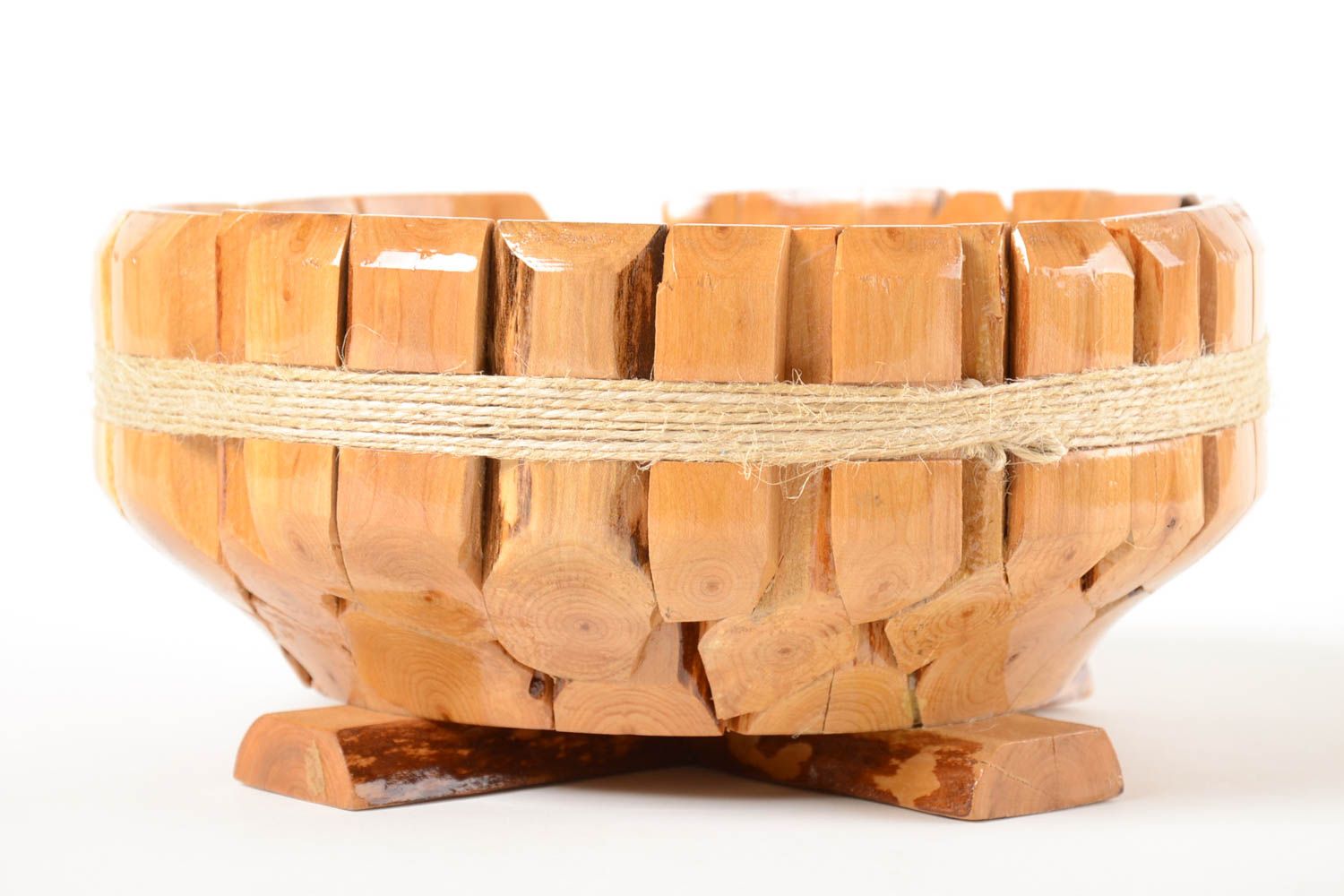 Grande bonbonnière faite main Bol à fruits rond écologique Vaisselle en bois photo 2