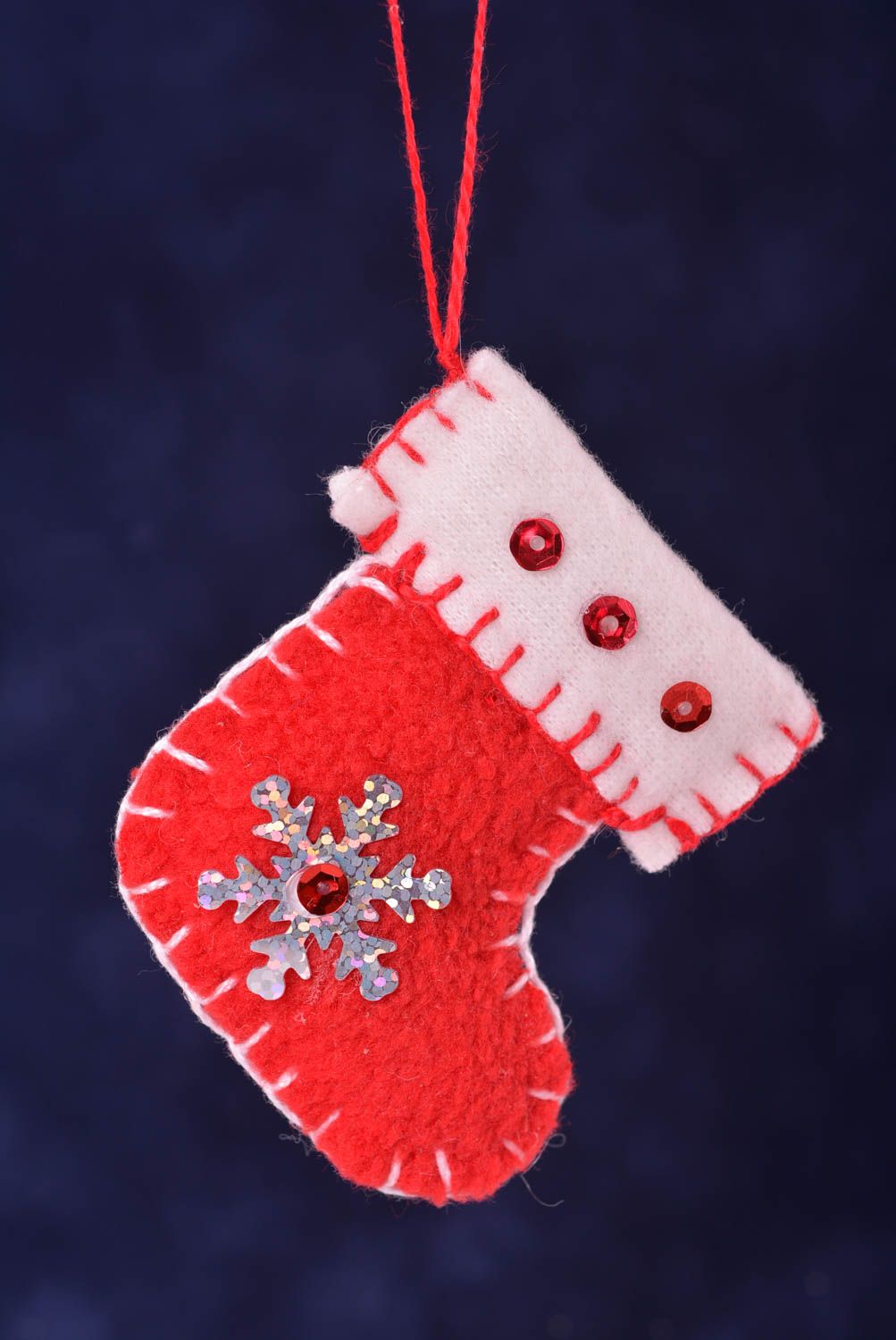 Мягкая игрушка хэнд мейд рождественский носок из фетра интерьерная игрушка фото 4