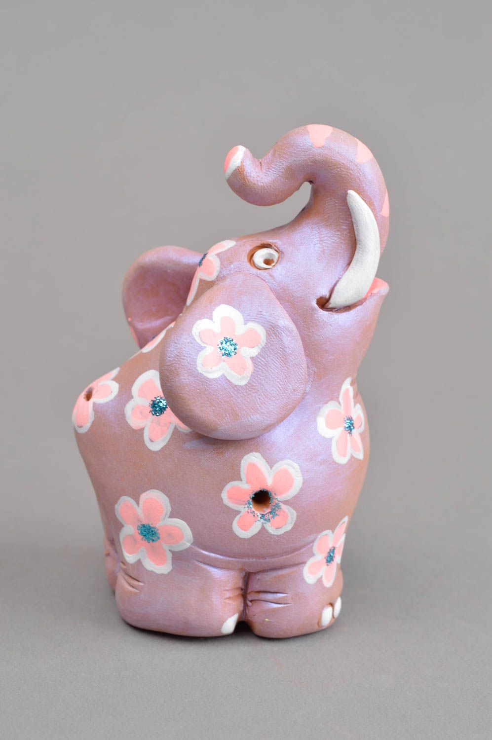 Свистулька из глины ручной работы глиняная игрушка слон керамическая свистулька фото 3