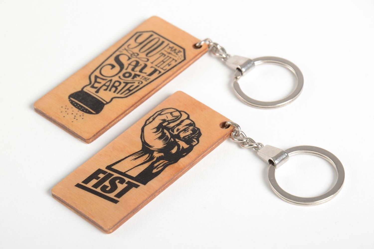 Handmade designer accessories wooden gifts wooden keychains 2 key rings  photo 5