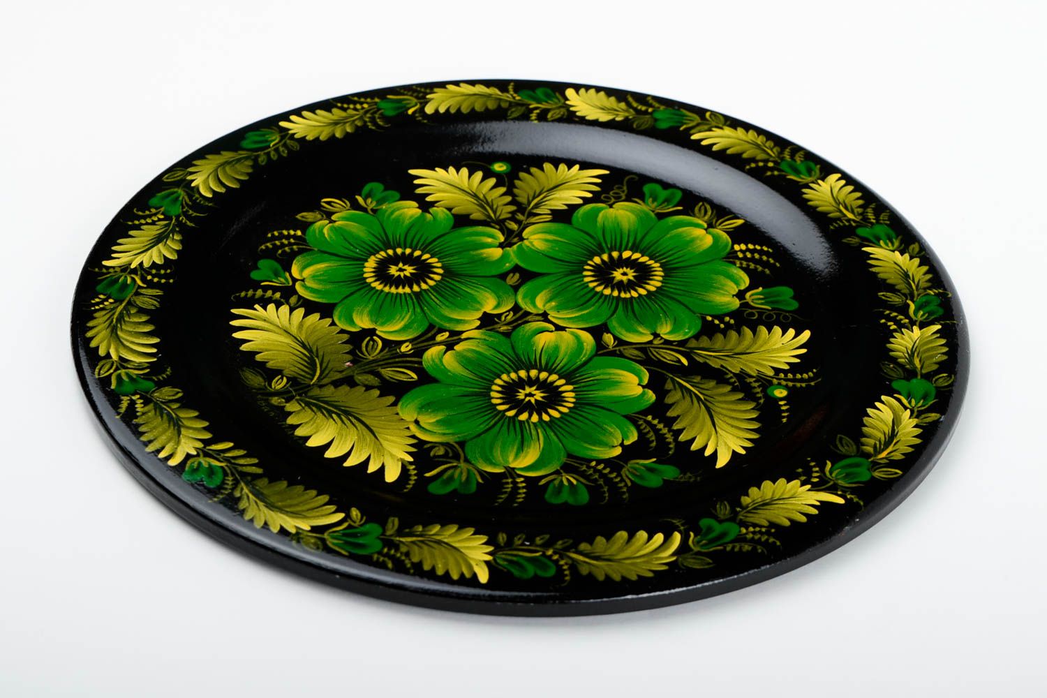Assiette décorative fait main Vaisselle déco ornements verts Déco ethnique photo 3