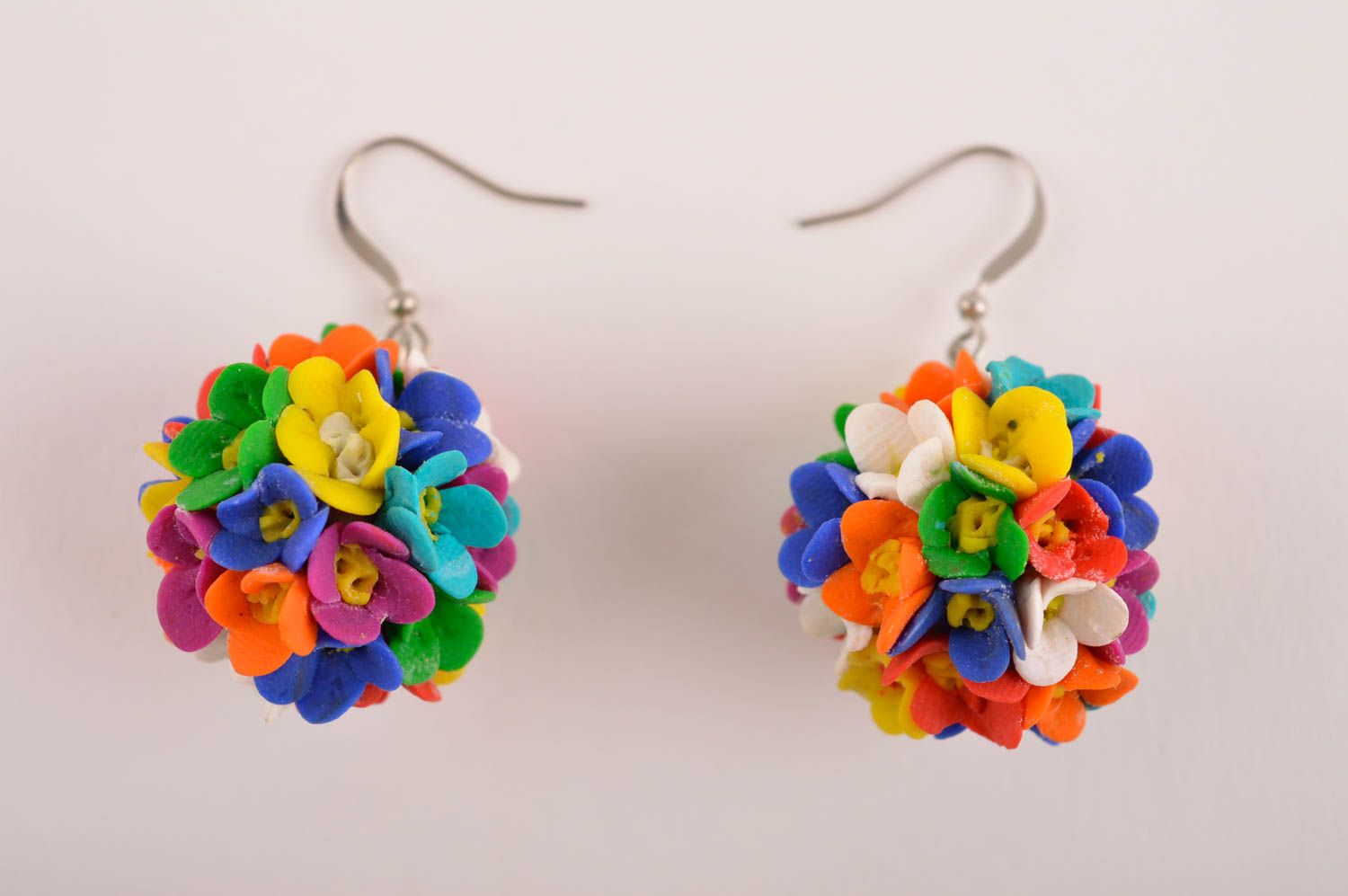Polymer clay earrings with flowers handmade long earrings polymer clay jewelry photo 3