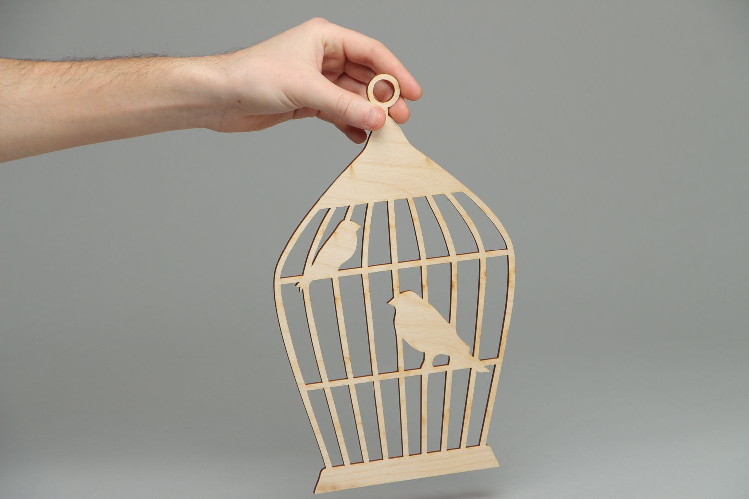 Handmade plywood craft blank Cage with Birds photo 4