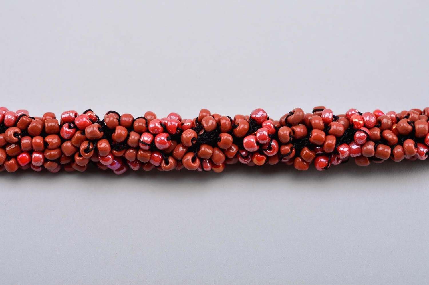 Collier en perles de rocaille Bijou fait main marron-rose Cadeau femme photo 3