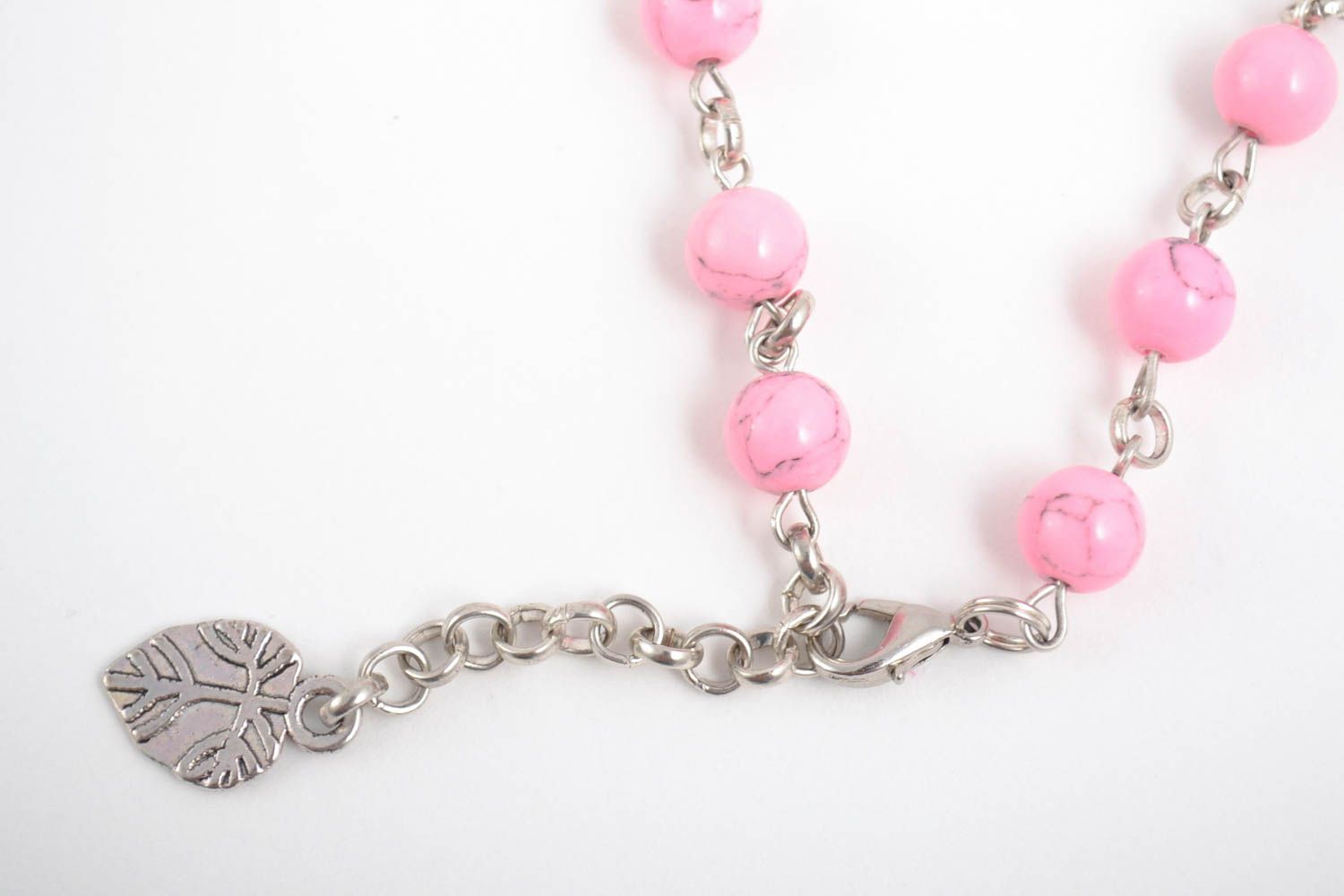 Damen Halskette handgemachter Schmuck Damen Collier Halsschmuck für Damen rosa foto 4