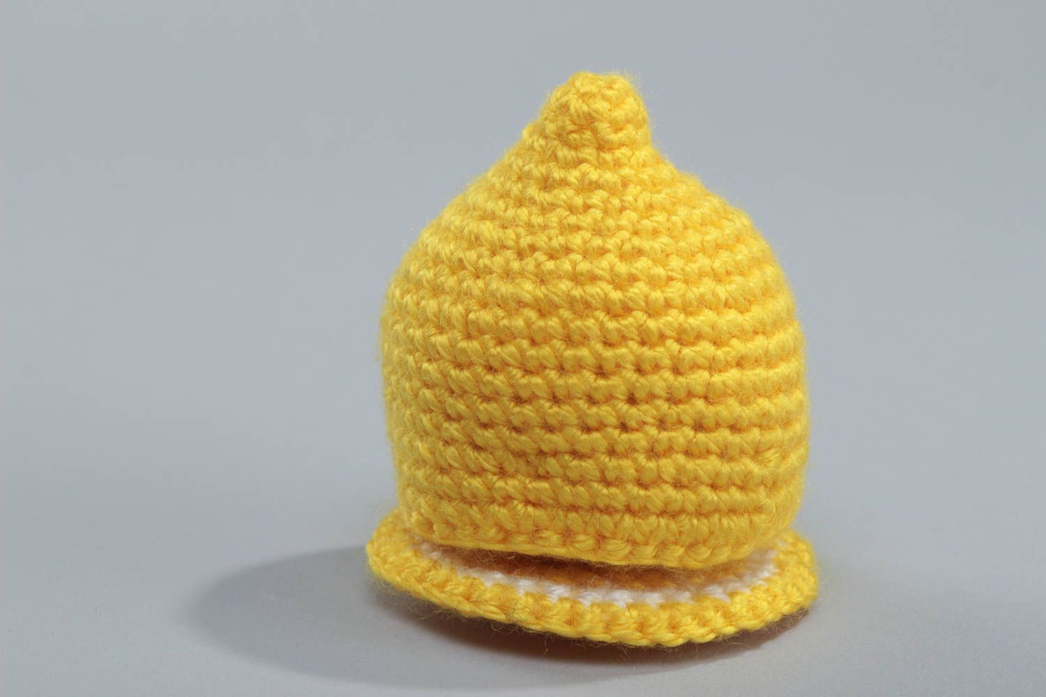 Handmade soft toy lemon crocheted of acrylic threads for kids and interior decor photo 4