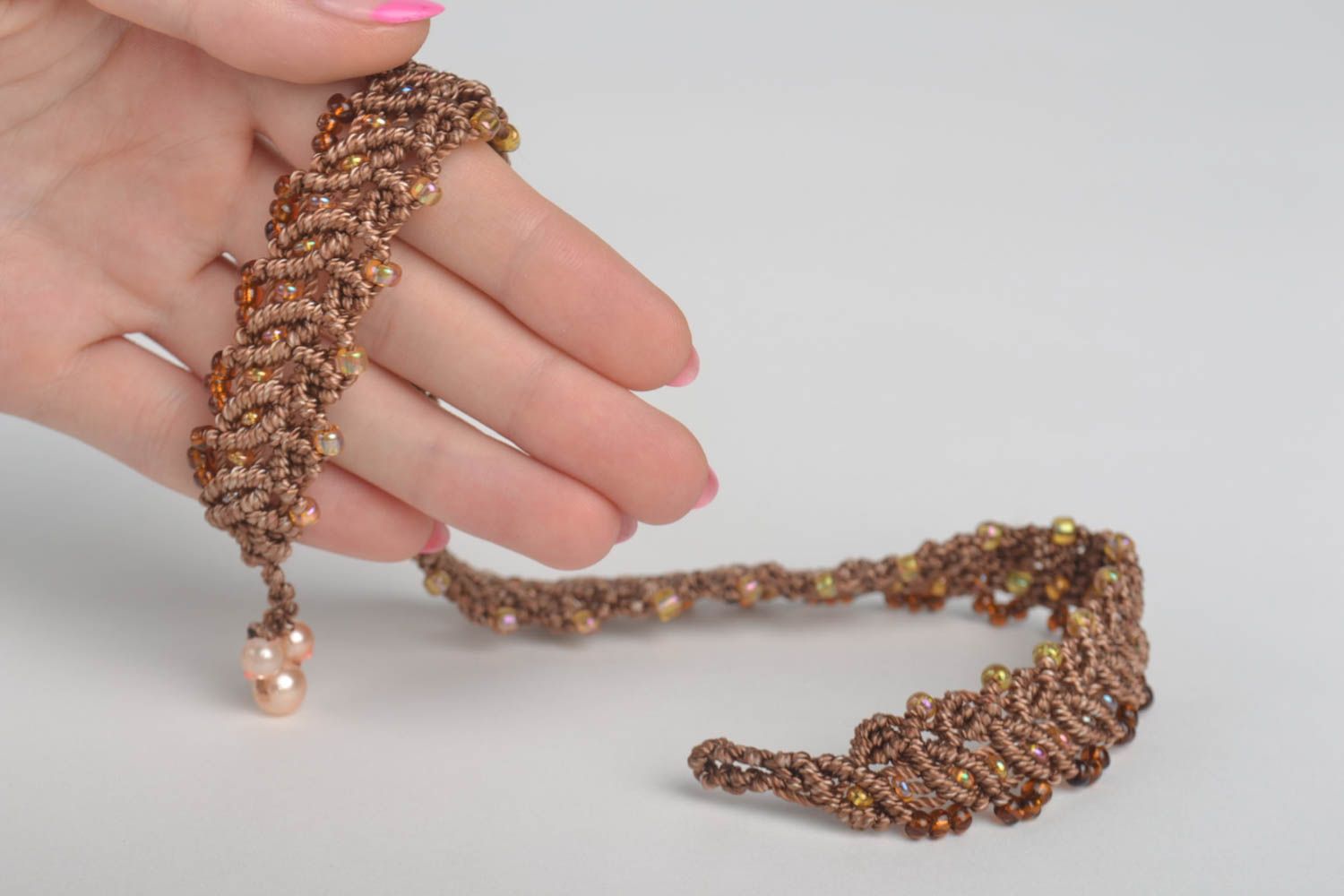Collier macramé Bijou fait main en fils et perles de rocaille Cadeau femme photo 5