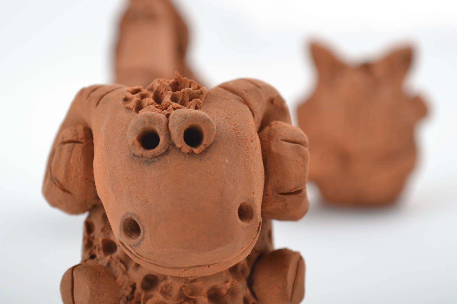 Animali in ceramica fatti a mano set di tre figurine divertenti piccolli foto 4