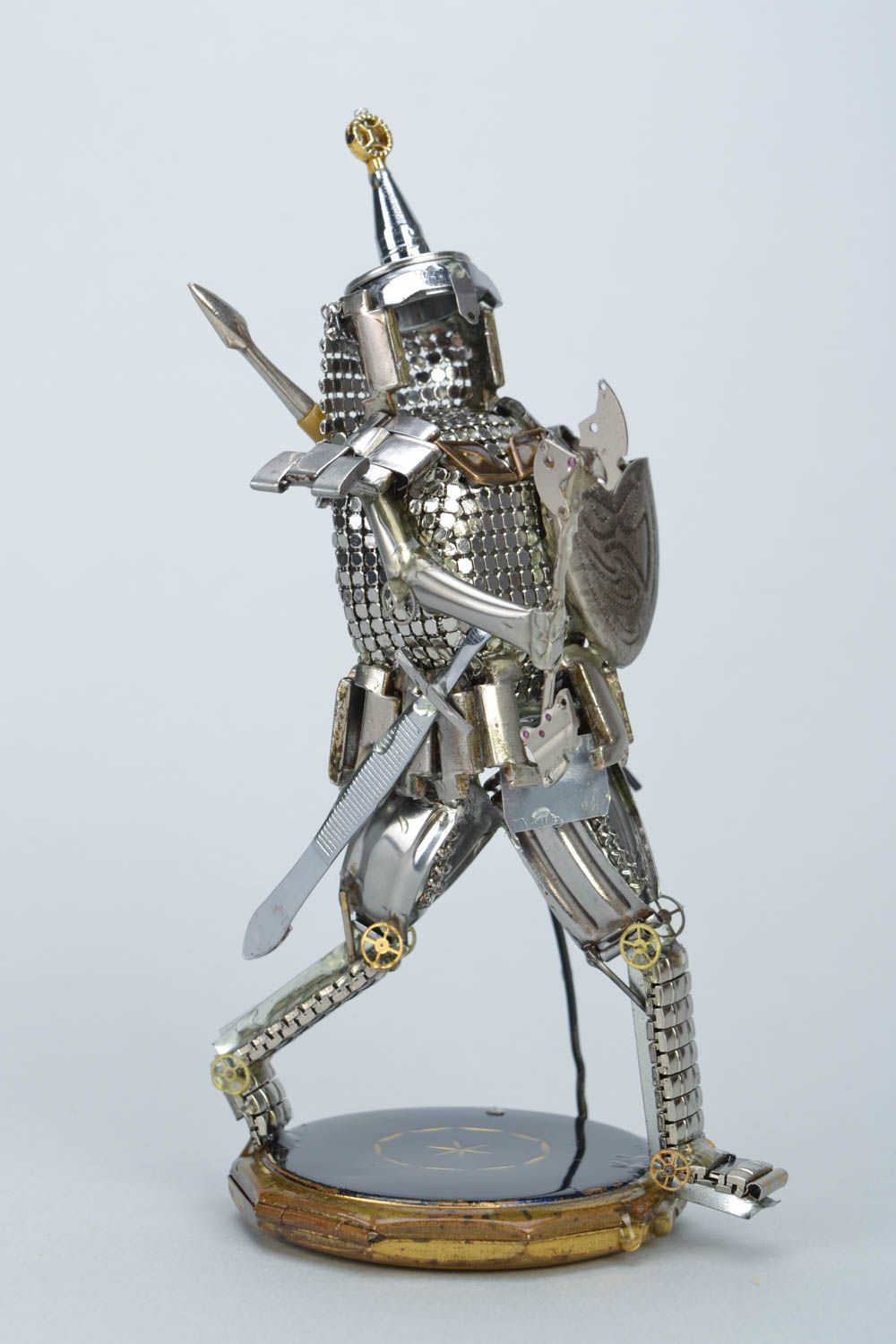Handmade miniature metal steampunk figurine of middle size Japanese Samurai photo 3