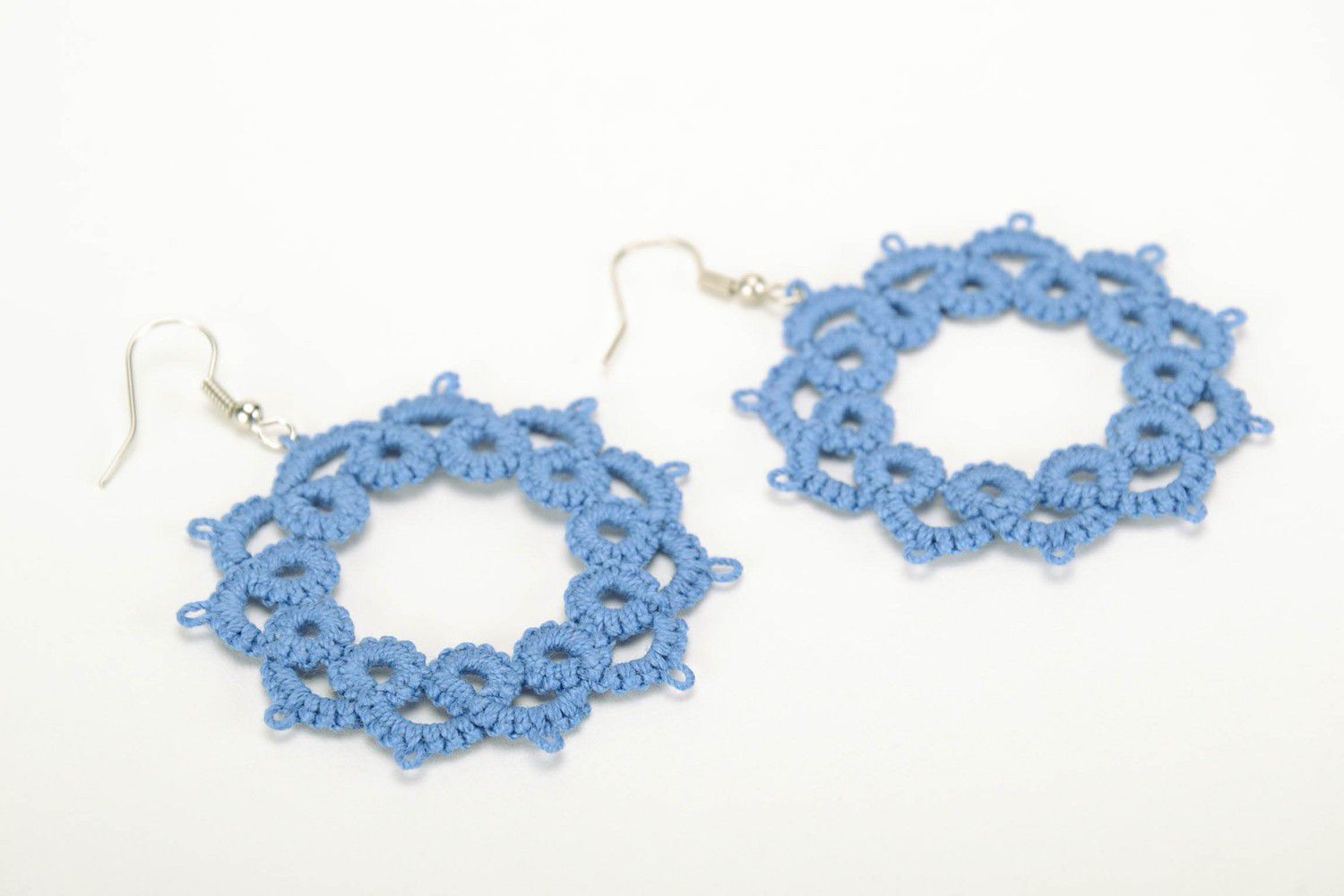 Earrings made from cotton lace Sky photo 1