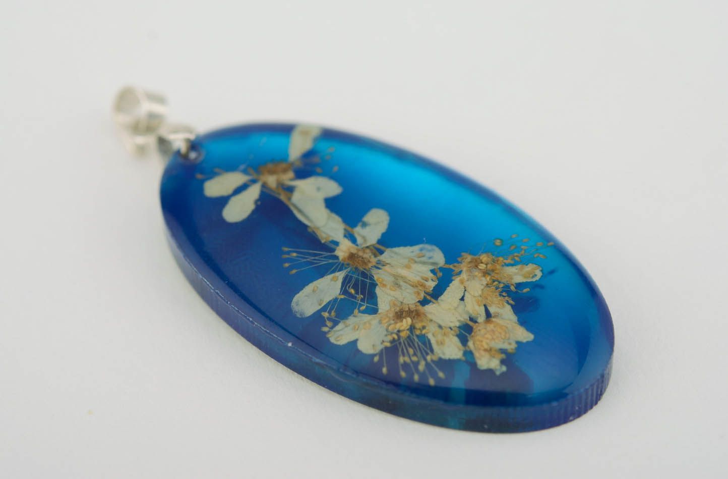 Pendentif fleur Bijou fait main miroir bleu design de créateur Accessoire femme photo 5