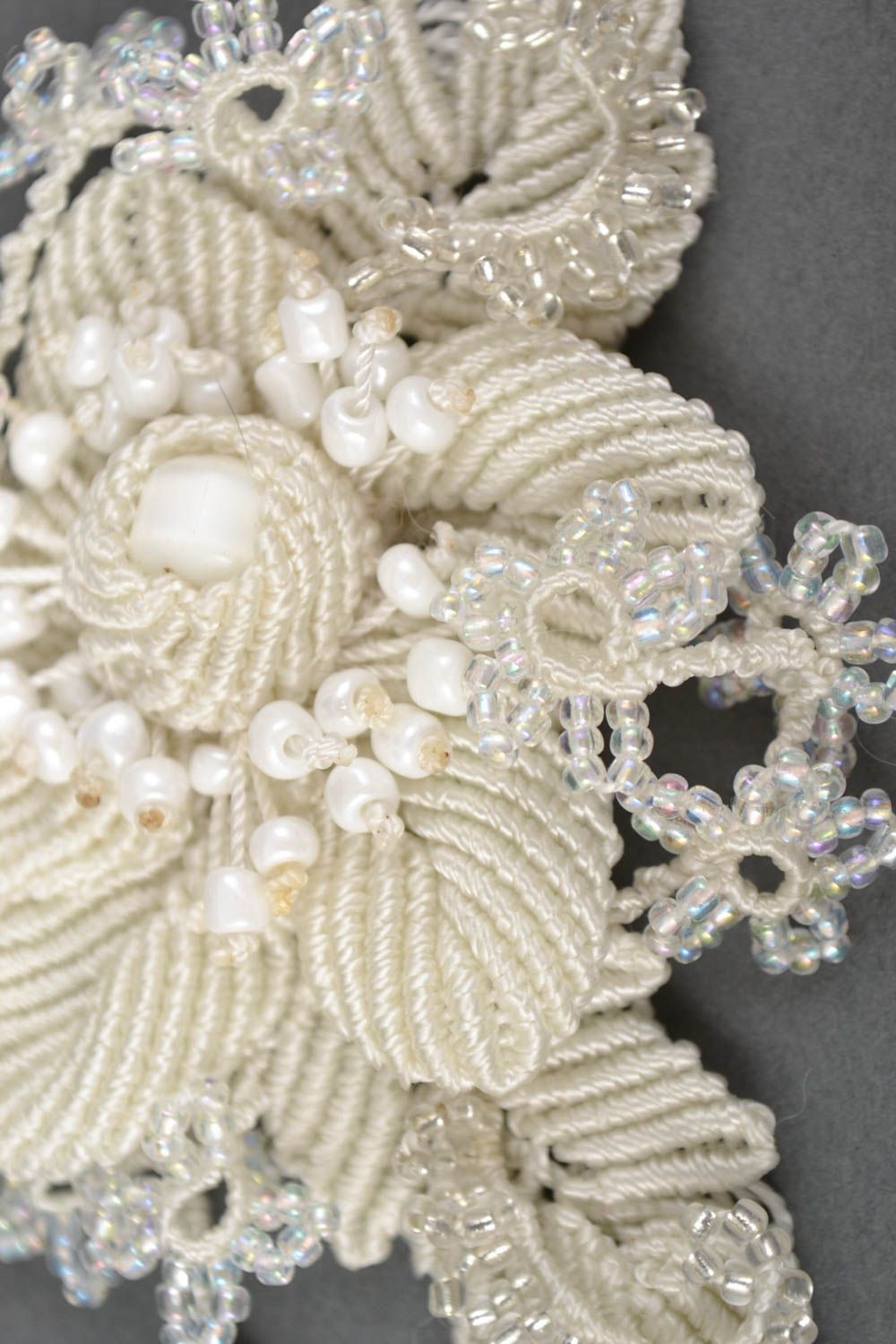 Fleur pour bijoux Bracelet macramé faits main blancs tressés Cadeau femme photo 3