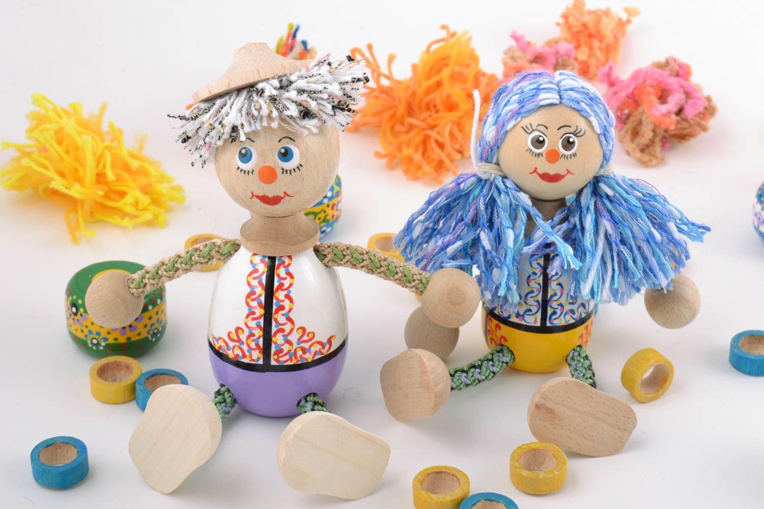 Деревянные эко игрушки ручной работы парные 2 шт из бука для детей или декора  фото 1