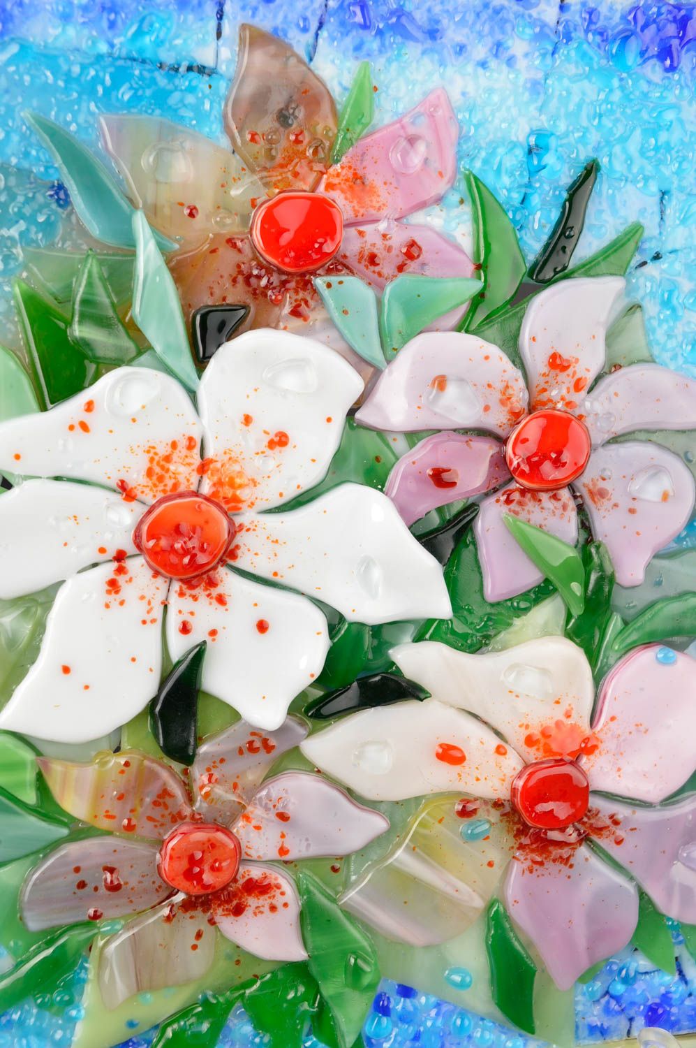 Подарок ручной работы панно на стену цветы панно из стекла стильное красивое фото 4