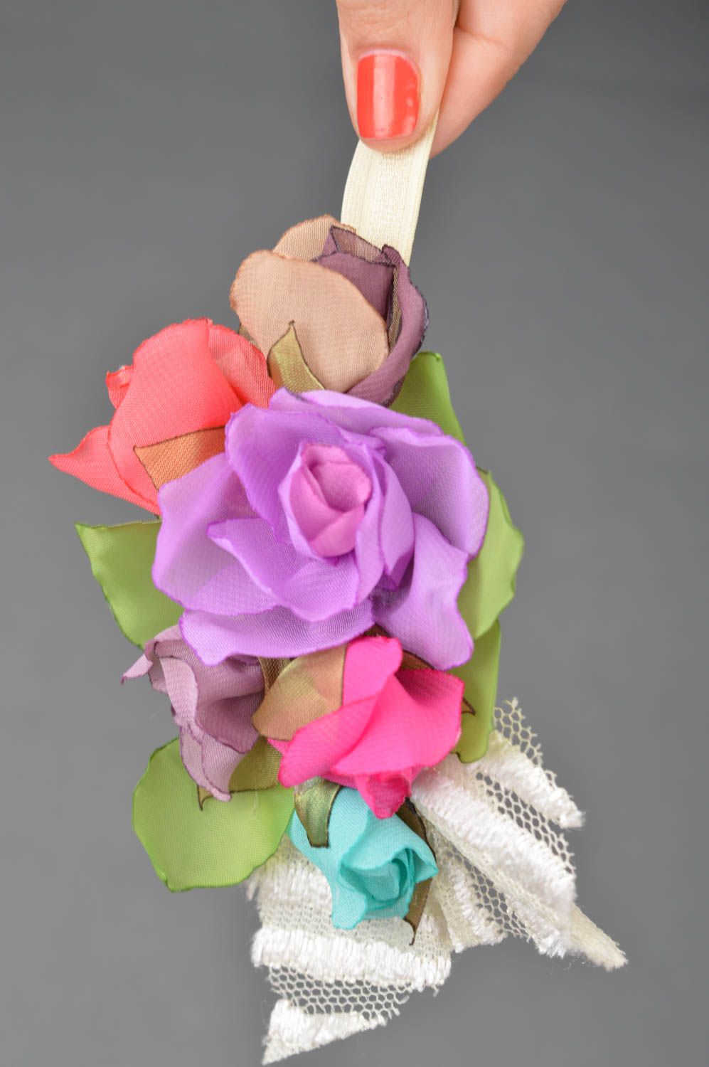 Handmade designer hair accessory for girls flower hair ornament present for girl photo 3