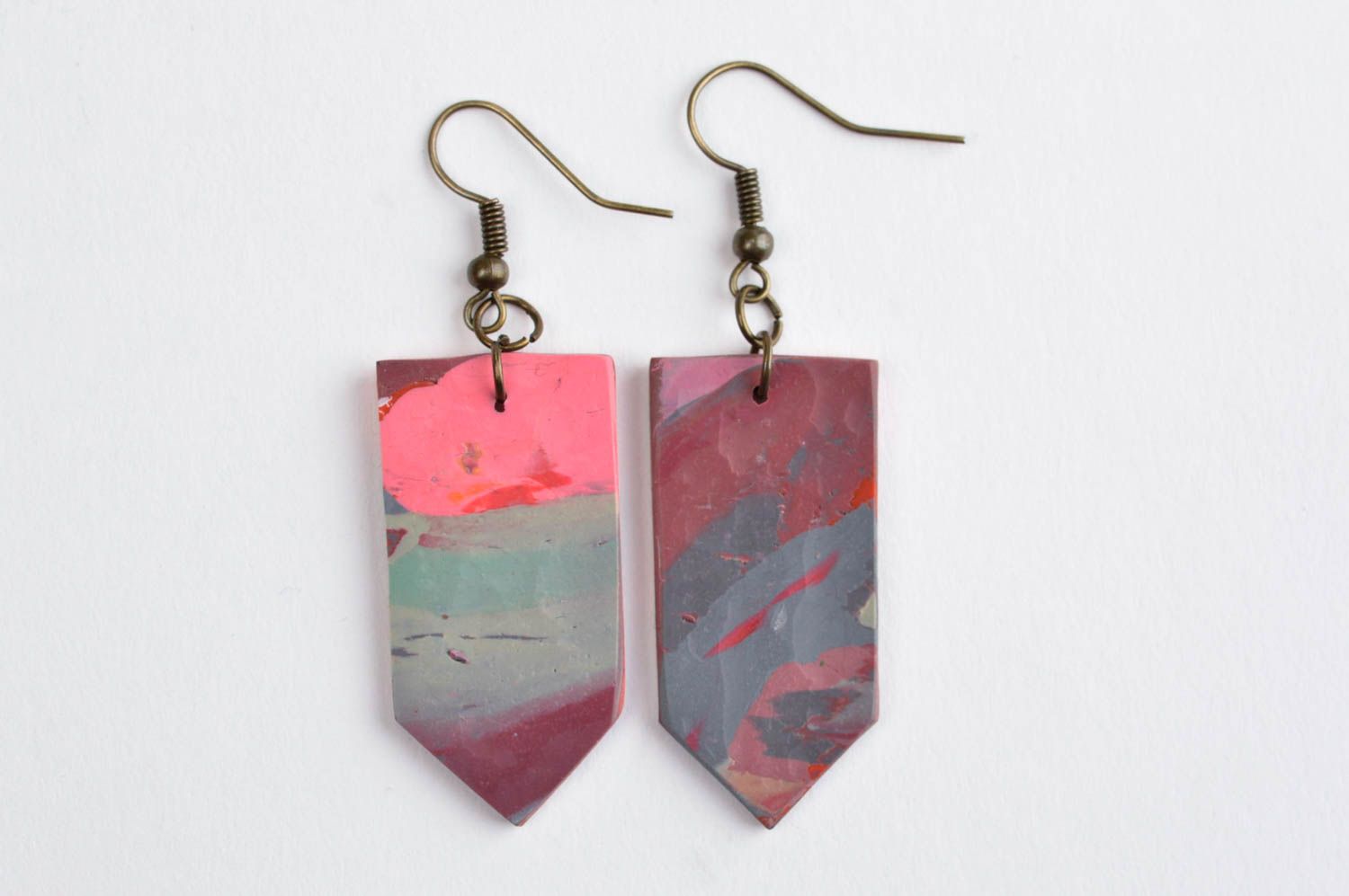 Colorful handmade plastic earrings beautiful jewellery polymer clay ideas photo 3