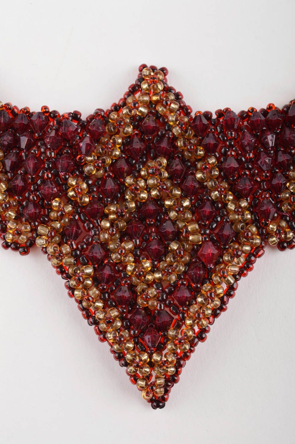 Колье из бисера украшение ручной работы красное вечернее ожерелье из бисера фото 3