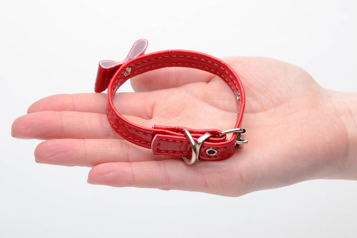 Rotes Lederhalsband für Hund foto 5