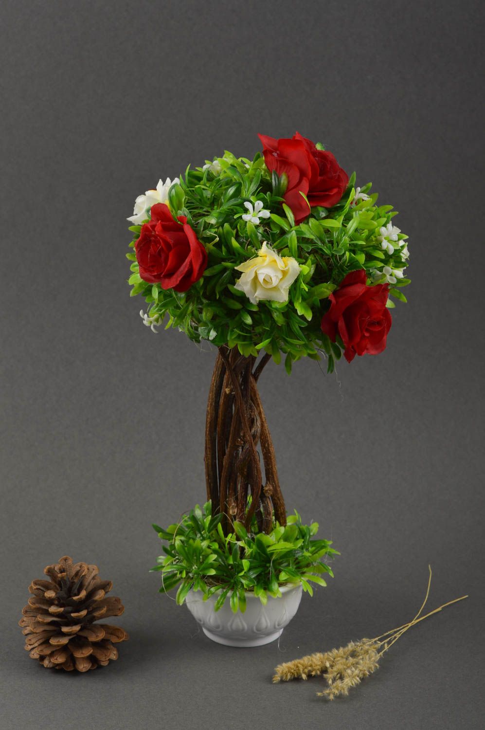 Topiario de flores hecho a mano regalo original elemento decorativo Rosas foto 1