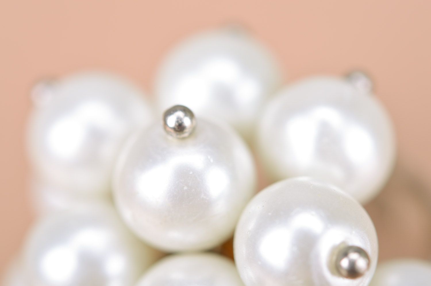 Beautiful festive handmade women's pearl-like beaded ring photo 4