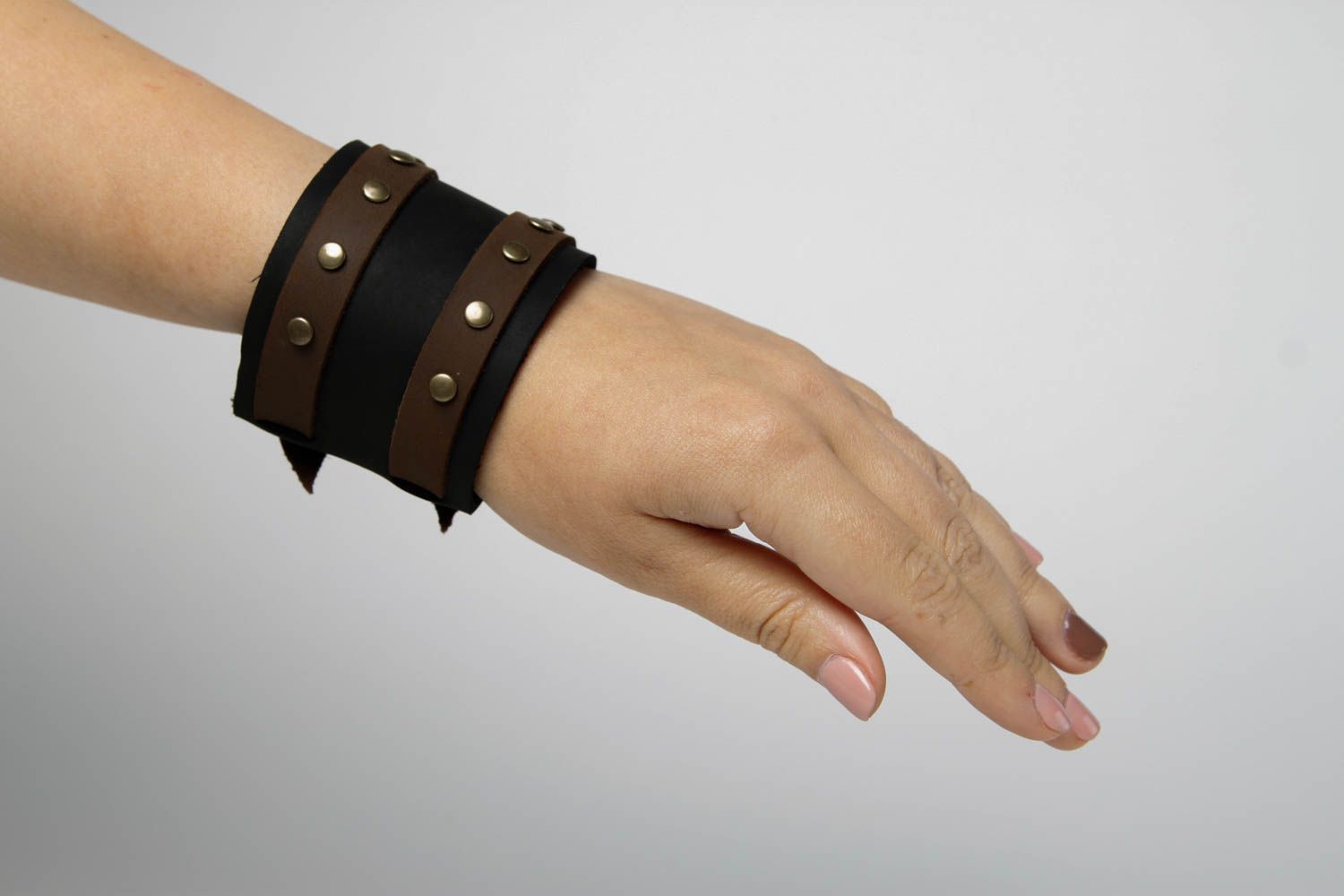 Handmade Designer Schmuck Leder Armband Accessoires für Frauen braun schwarz foto 2
