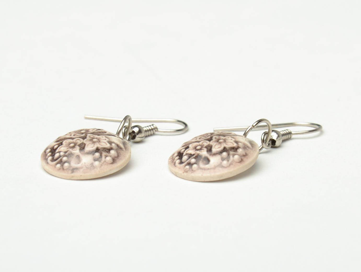 Designer painted clay earrings with charms photo 3
