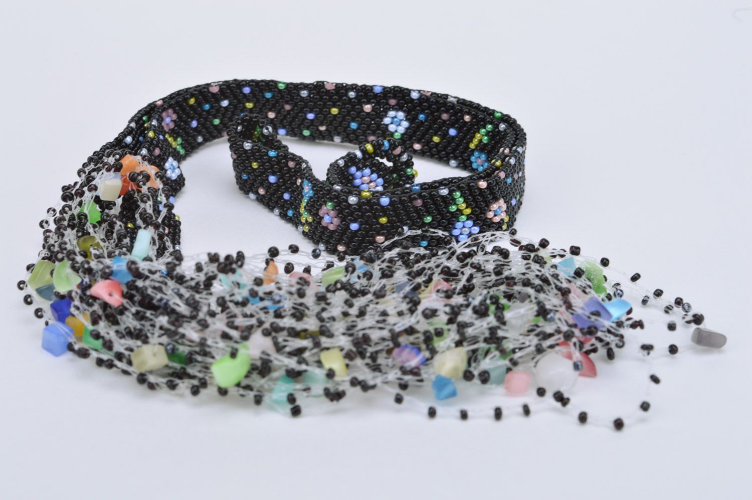 Accessoire multicolore collier en perles de rocaille fait main cadeau femme photo 3