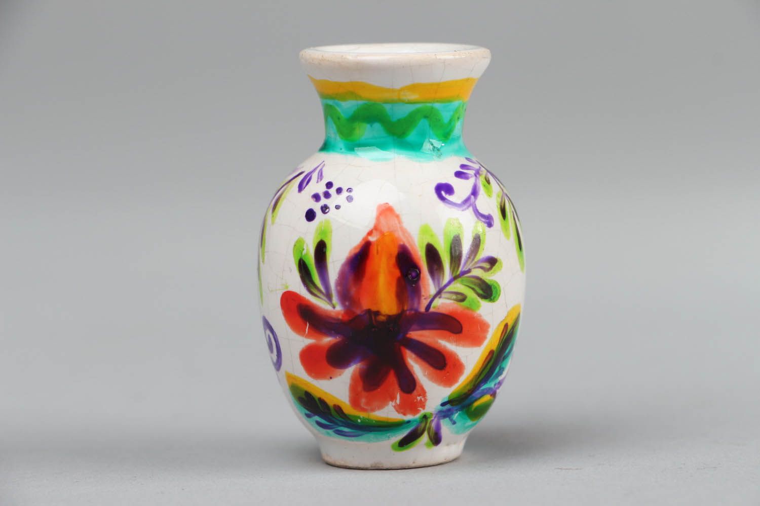 2 inches little ceramic colorful vase for shelf décor 0,09 lb photo 1