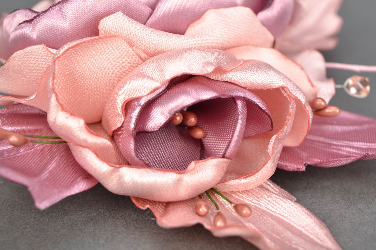 Handmade fabric flower brooch Rose photo 3