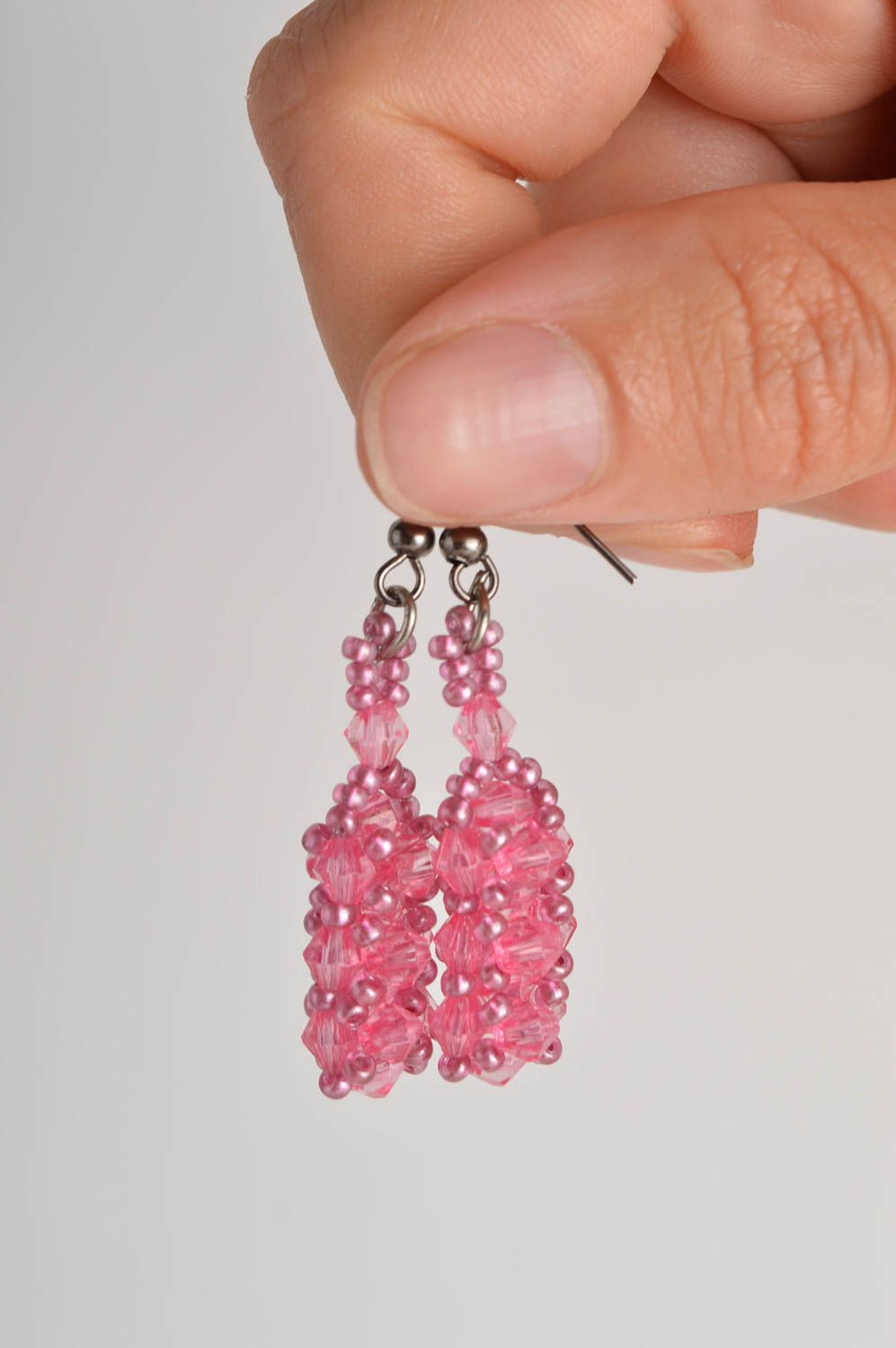 Damen Ohrringe handgefertigt Designer Schmuck Accessoires für Frauen rosa foto 5