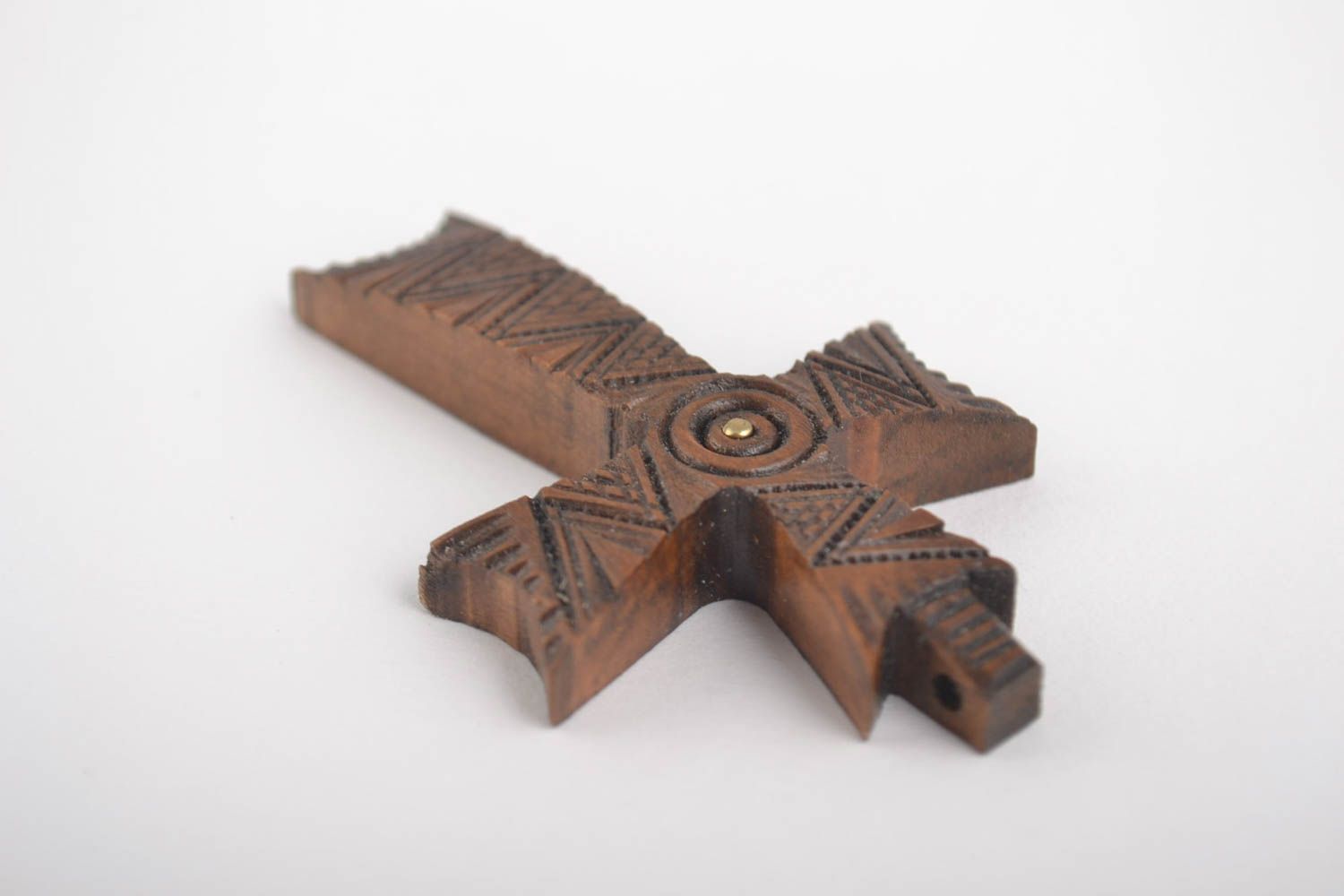 Croce di legno fatta a mano crocetta intagliata accessorio originale in legno  foto 5