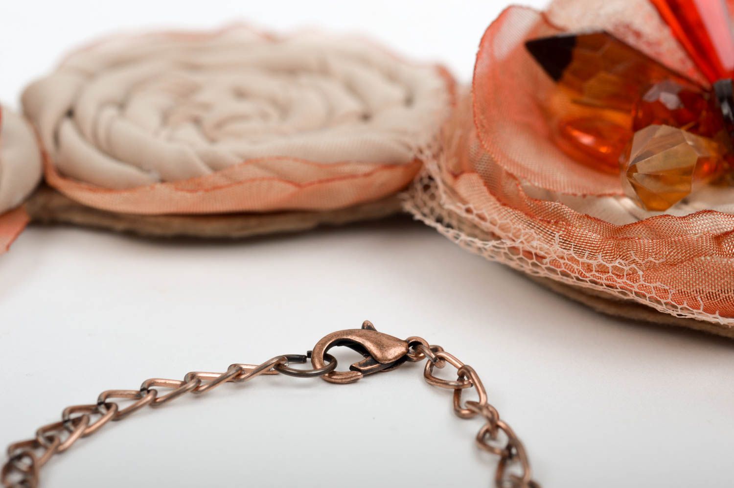 Handmade Stoff Collier Halsschmuck für Damen Frauen Accessoire massiv elegant foto 4