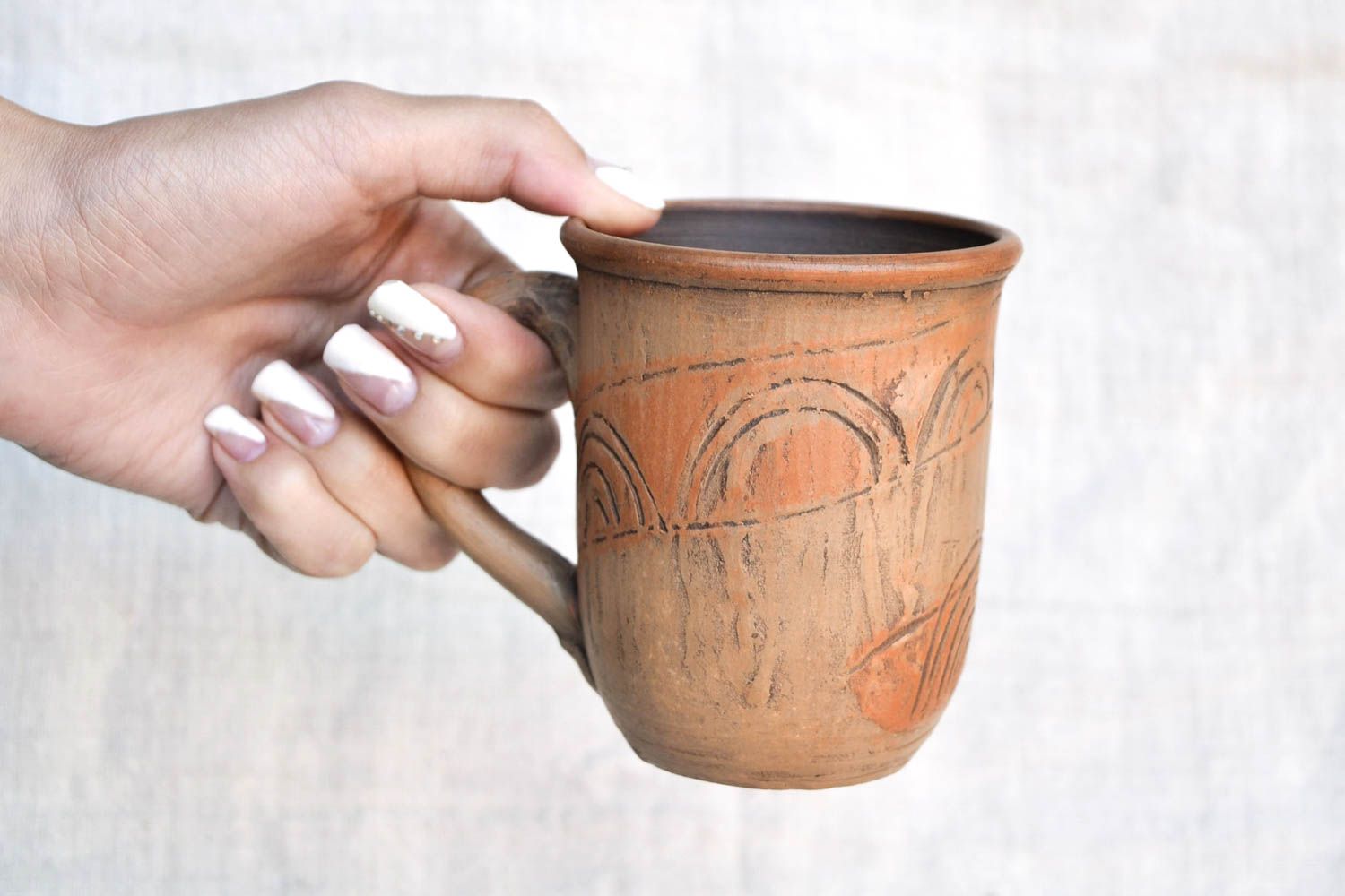 Чайная чашка ручной работы посуда для чай с росписью глиняная чашка 300 мл фото 2
