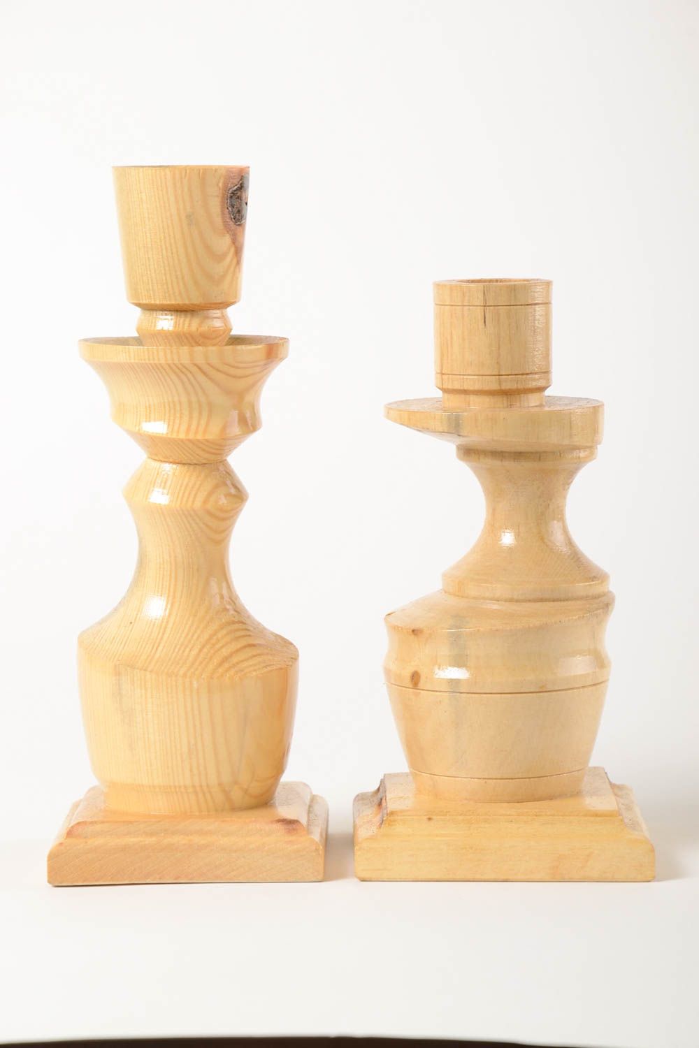 Candeleros de madera hechos a mano decoración de hogar soporte para velas foto 2