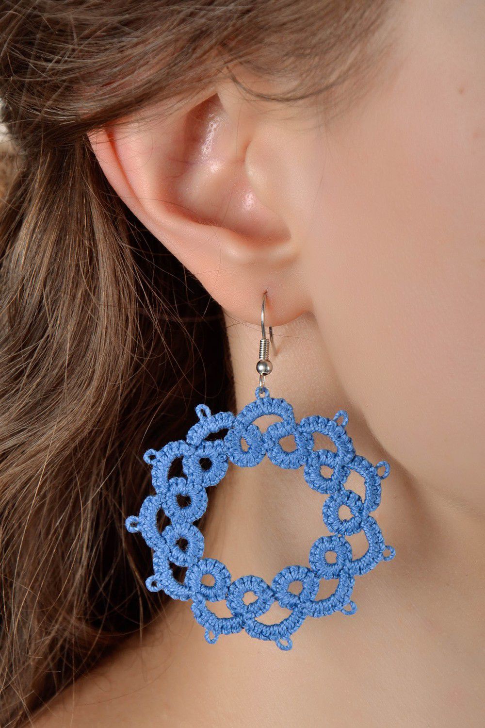Earrings made from cotton lace Sky photo 4
