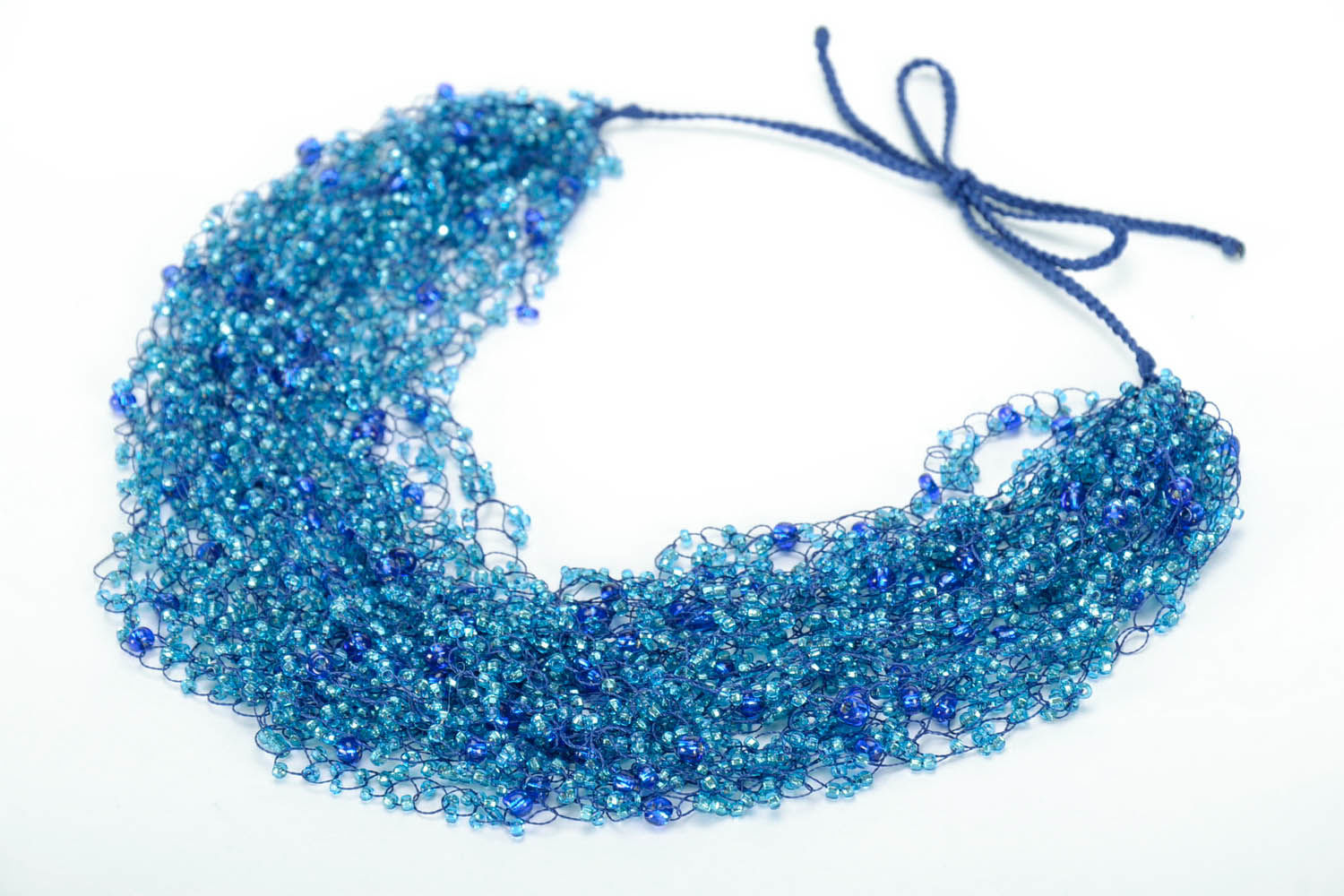 Bead necklace Azure-gray photo 3