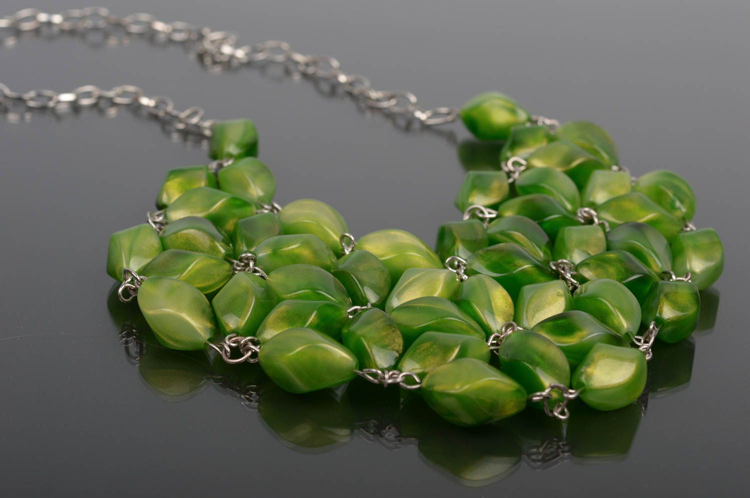 Collier Halskette handmade schöne Kette groß Geschenk für Frauen in Grün schön foto 2