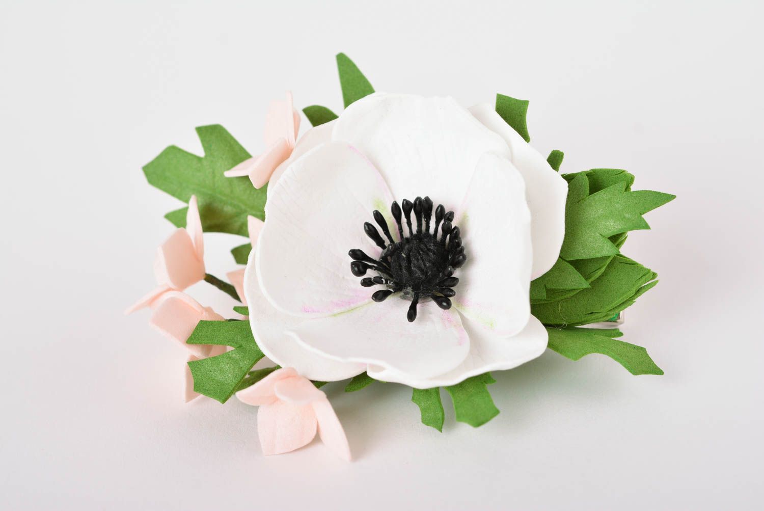 Handmade flower hair clip hair accessories delicate flower elegant barrette photo 1