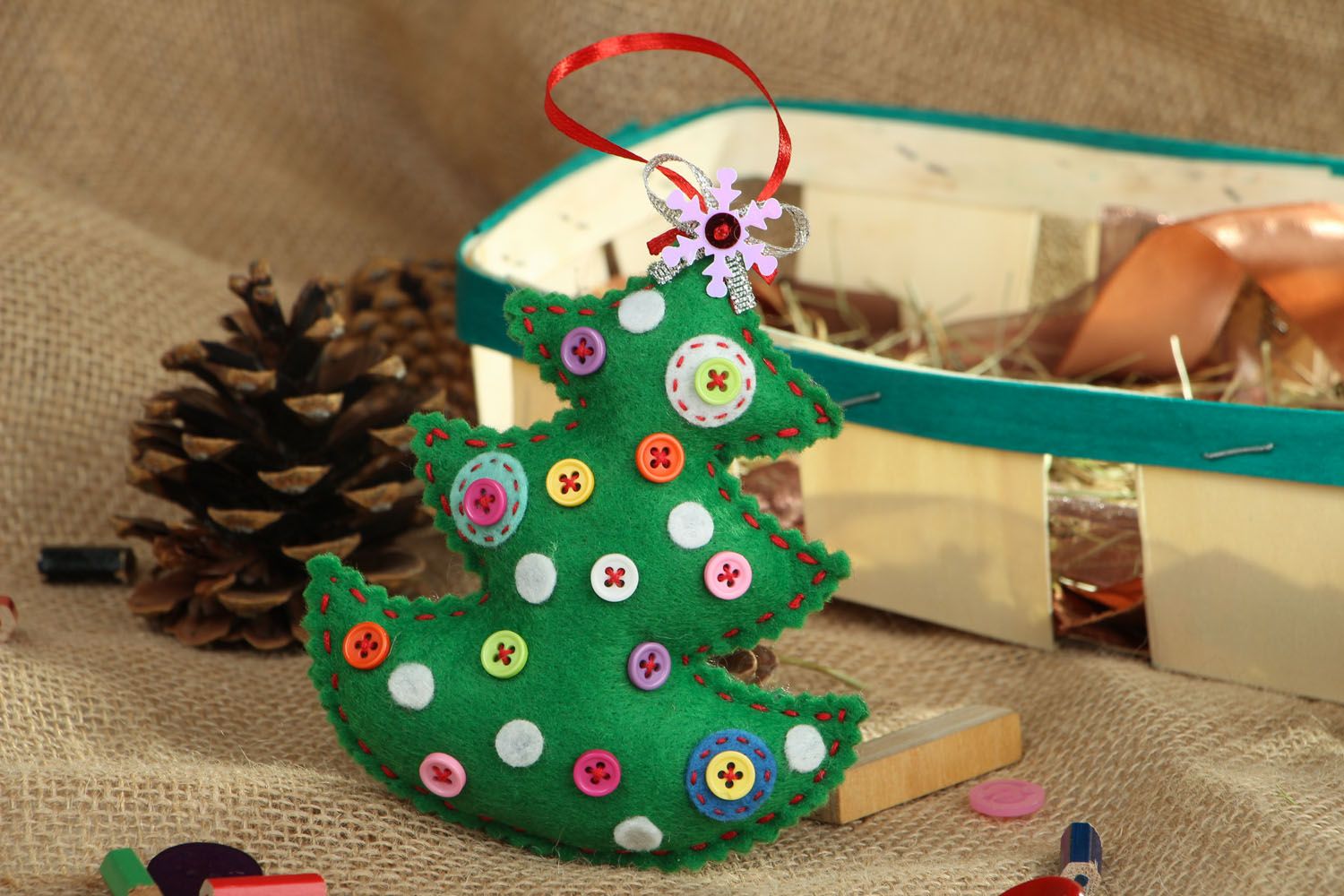 Brinquedo para Árvore de Natal feito à mão Botões  foto 5