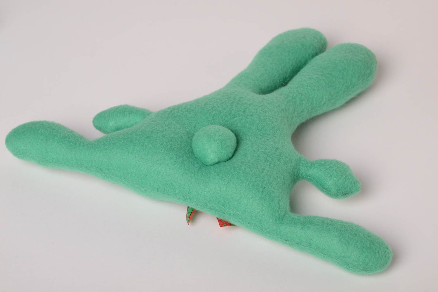 Peluche lièvre faite main Jouet enfant Cadeau original tissu polaire vert photo 4
