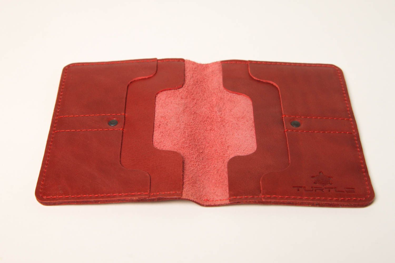 Red handmade leather wallet elegant wallet designer accessories for girls photo 4