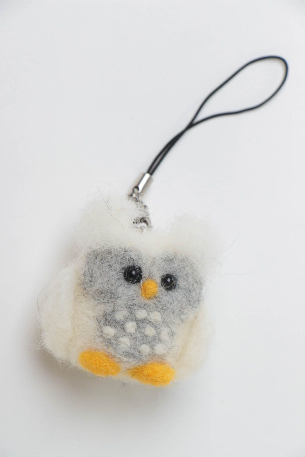 Children's handmade funny small felt keychain in the shape of owl photo 4