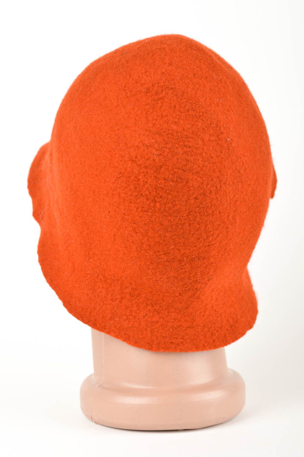 Головной убор ручной работы валяная шапка оранжевая авторская шерстяная шапка фото 5