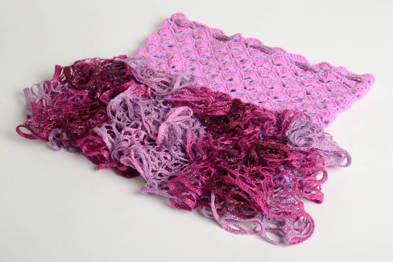 Jupe fille fait main Jupe tricot au crochet originale rose violet Vêtement fille photo 3