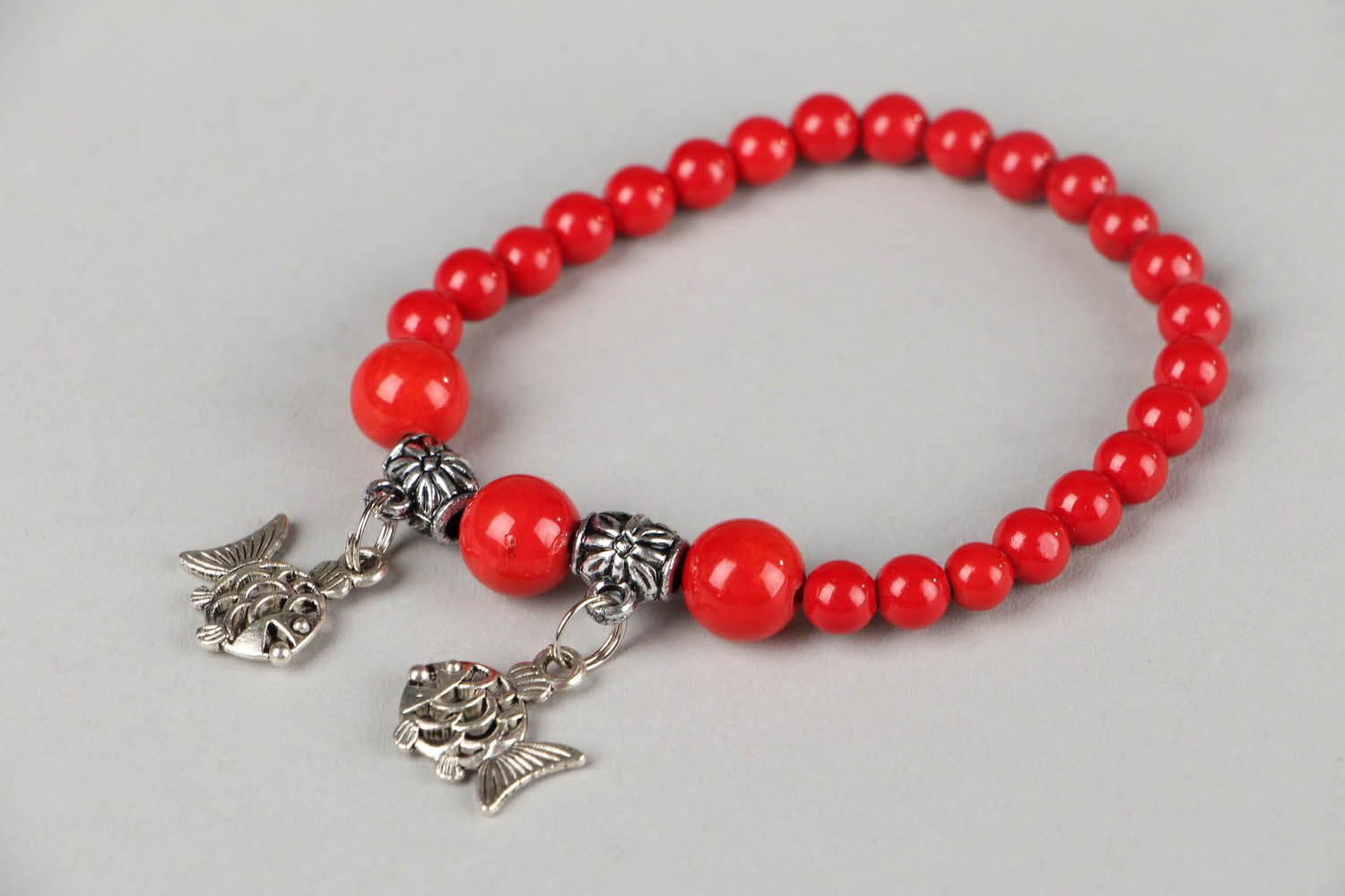 Bracelet with natural coral stone photo 3
