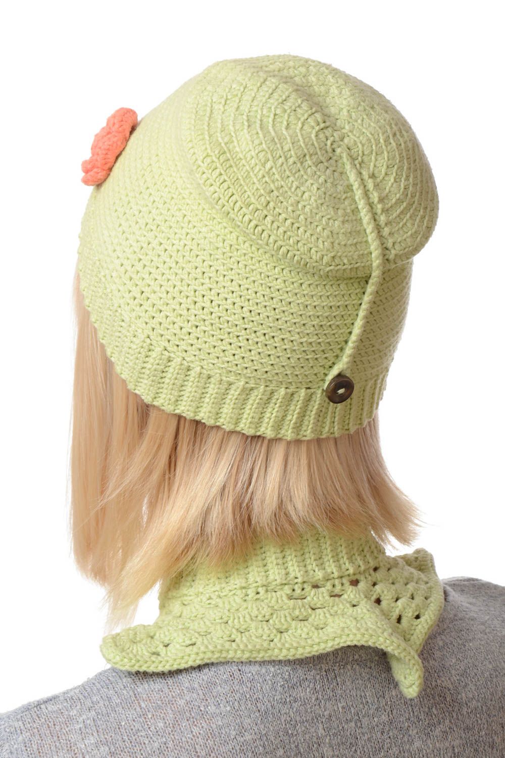 Handmade Accessoires für Frauen gehäkelte Mütze Damen Kragen aus Baumwolle foto 2