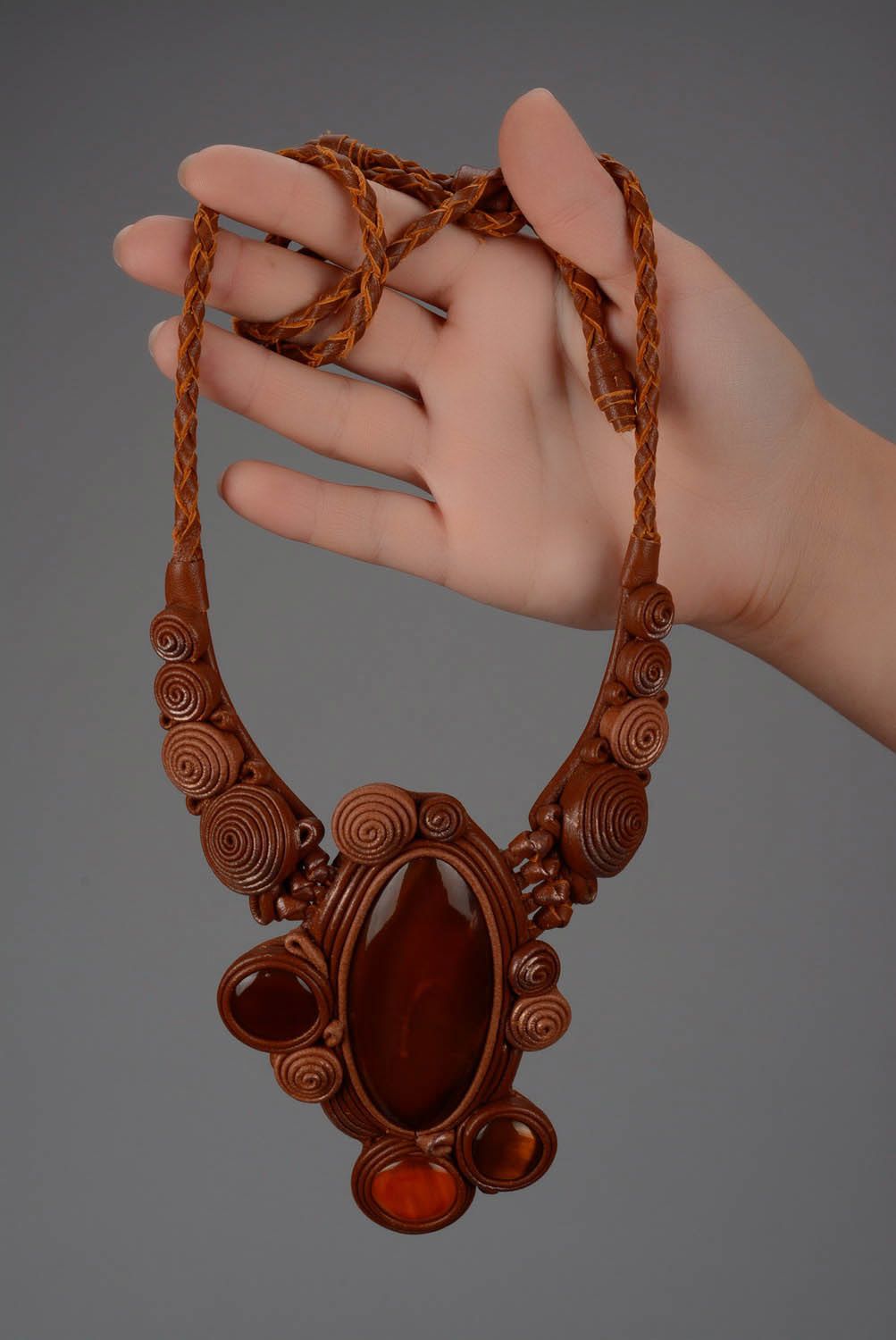 Necklace made of horn and leather photo 5