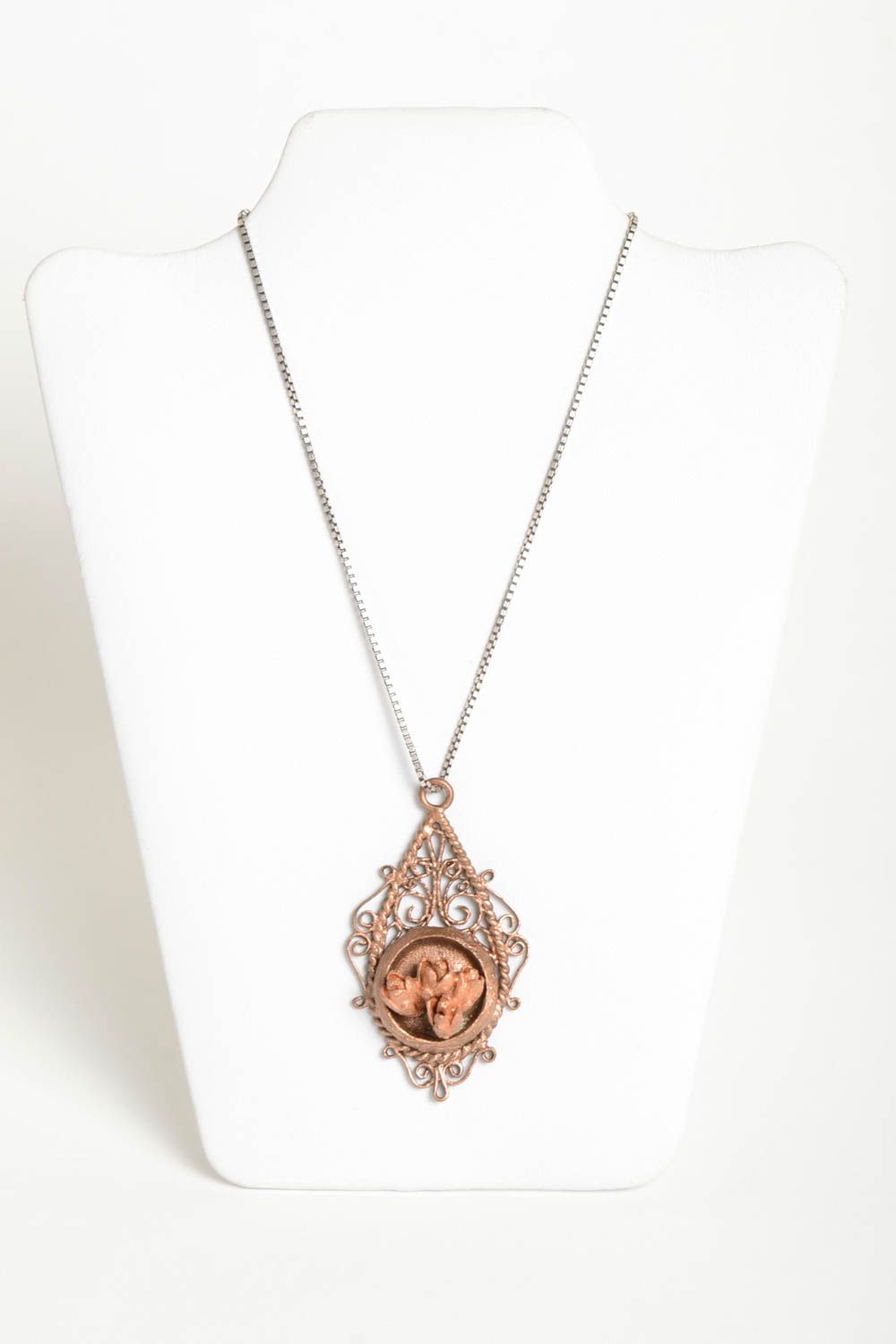 Unusual handmade copper pendant womens neck pendant metal jewelry designs photo 2