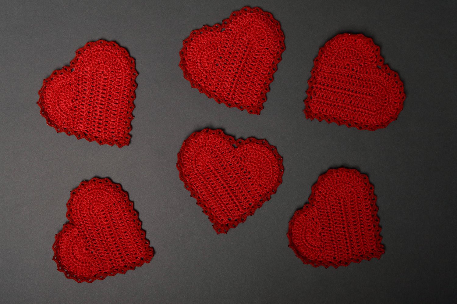 Heart shaped crochet candy bowl and coasters photo 3